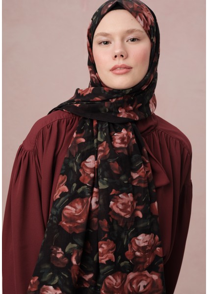 Wıld Rose Desen Vual Şal Kırmızı fırsatları