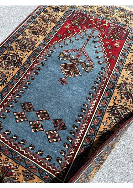 El Dokuma Özel Yahyalı Turkuaz Seccade 88 x 130 Kök Boya Yün Halı indirimleri