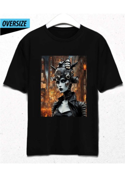 Cyberqueen – Kodlanmış Güzellik Oversize T-Shirt Siyah