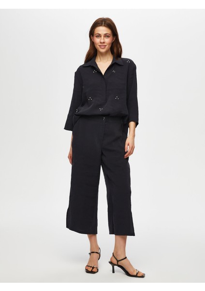 Yanları Yırtmaçlı Modallı Comfort Fıt Caprı 002