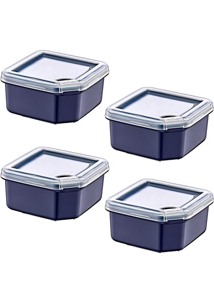 4'lü Q-Box Saklama Kabı Lacivert 350 ml