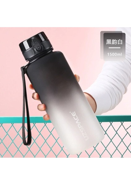 1500ML Spor Su Şişesi Zaman Işaretleyici Çift Renk Taşınabilir Sızdırmaz Içecek Matarası Bpa Free