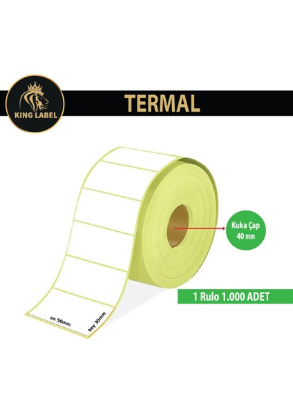 Termal Barkod Etiket 30X50MM 1 Rulo 1000'LÜ Sarım