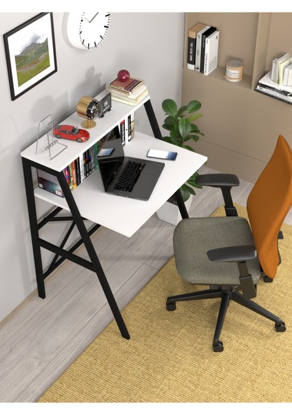 Pratik Çalışma Masası Raflı Ofis Masası Yemek Masası Okul Yurt Masası Metal Raflı Çalışma Masası