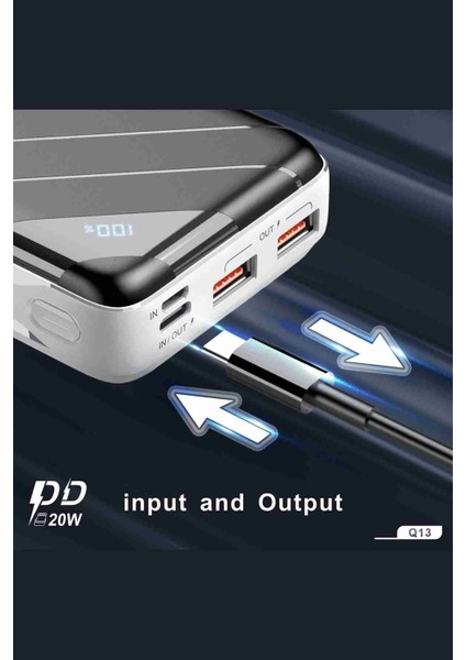 Q13 20.000 Mah Pd 22.5W Hızlı Şarj Destekli Dijital Powerbank