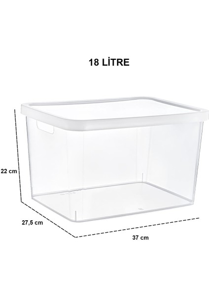 3'lü Set Stafi Kapaklı Kutu Şeffaf (4,5-12-18 Lt)