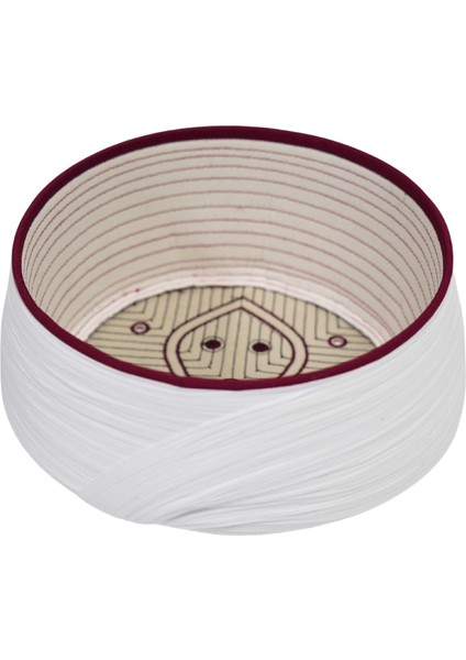 Talebe Sarığı-Beyaz Kumaş-Bordo Takke-Düz Sarım-Nâli Şerif-5 Metre