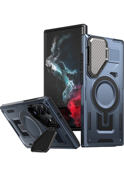 Samsung Galaxy S23 Ultra 5g Lens Kapağı Kickstand Pc+Tpu Arka Kapak Magsafe ile Uyumlu (Yurt Dışından)
