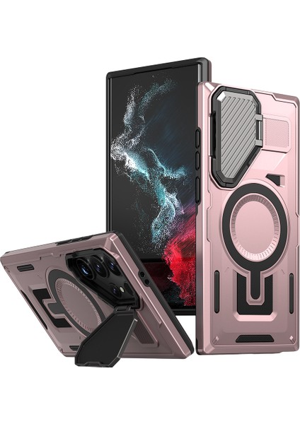 Samsung Galaxy S23 Ultra 5g Lens Kapağı Kickstand Pc+Tpu Arka Kapak Magsafe ile Uyumlu (Yurt Dışından)