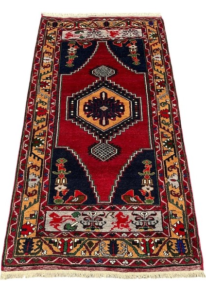 El Dokuma Yahyalı Halısı 110 x 200 Kök Boya Yün 2 Metre Yolluk