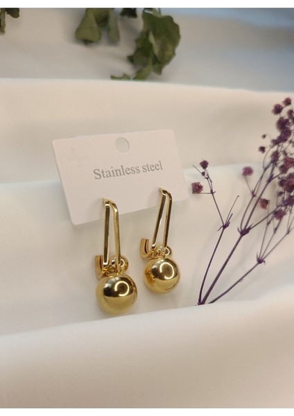 Kadın Gold Renk Big Ball Model 316 L Çelik Küpe fırsatları