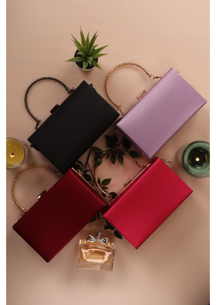 Weembag 107 Saten Canel Abiye Çanta | Modern Çizgili Tasarım