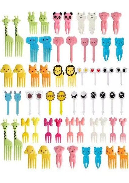 60 Hayvan Mini Bento Işareti Çocuk Karikatür Meyve Çatal Seti Yaratıcı Plastik Bento Dekorasyon Işareti (Yurt Dışından)