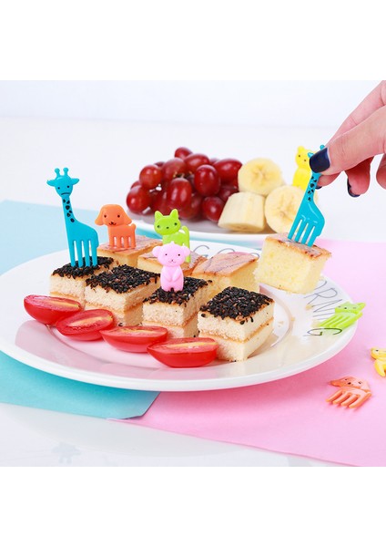 60 Hayvan Mini Bento Işareti Çocuk Karikatür Meyve Çatal Seti Yaratıcı Plastik Bento Dekorasyon Işareti (Yurt Dışından)