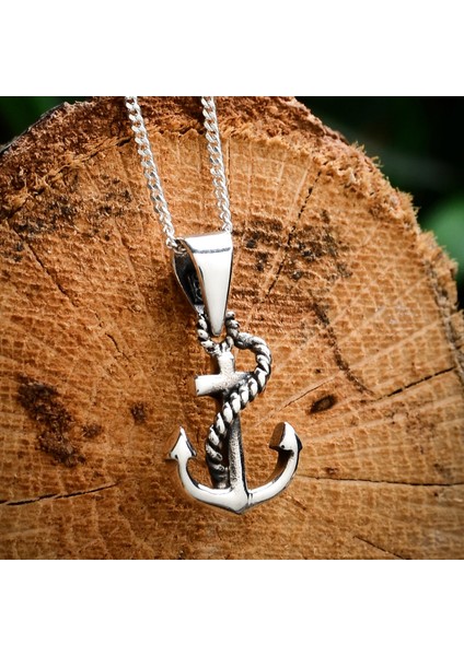 Gümüş Mini Çapa Kolye 925 Ayar Gümüş Küçük Boy Çapa Figürlü Unisex Kolye