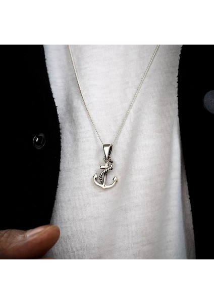 Gümüş Mini Çapa Kolye 925 Ayar Gümüş Küçük Boy Çapa Figürlü Unisex Kolye indirimleri