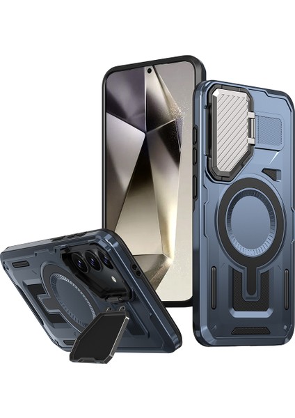 Samsung Galaxy S24 Fe Lens Kapağı Kickstand Pc+Tpu Arka Kapak Magsafe ile Uyumlu (Yurt Dışından)