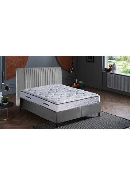 Baza Başlık Yatak Seti 100x200 10 Yıl Yatak Garantili Gri - Tek Kişilik