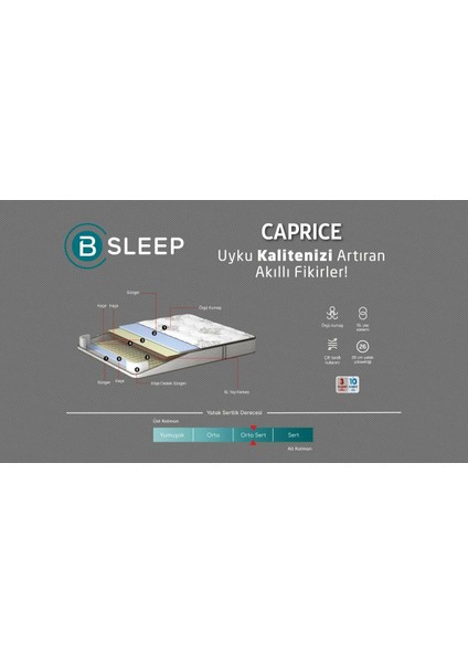 Baza Başlık Yatak Seti 100x200 10 Yıl Yatak Garantili Gri - Tek Kişilik modelleri