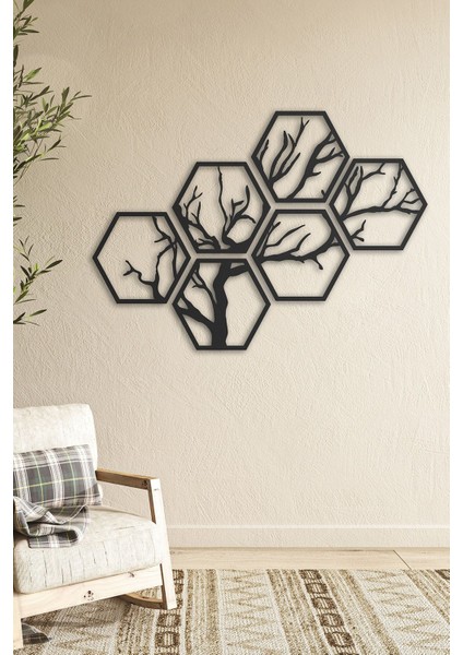 Hexagon Tree Metal Duvar Tablosu