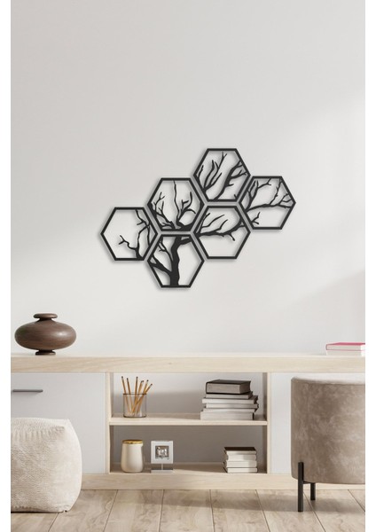 Hexagon Tree Metal Duvar Tablosu