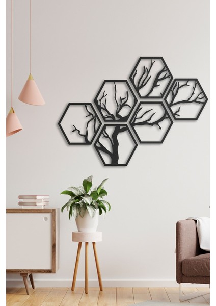 Hexagon Tree Metal Duvar Tablosu
