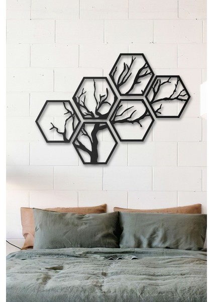 Hexagon Tree Metal Duvar Tablosu