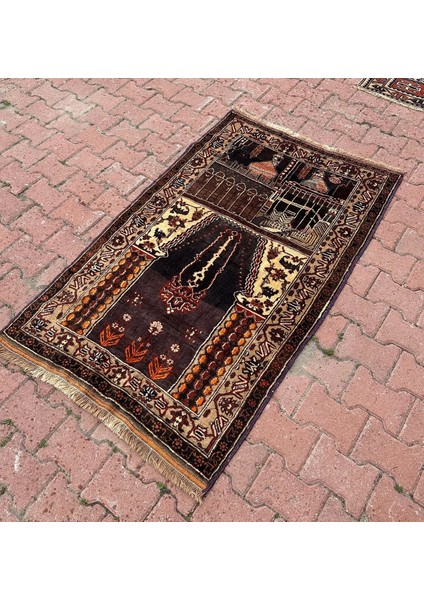 134X216 cm Büyük Boy Çiçek Desenli Vintage Halı, El Dokuma Büyük Alan Halısı, Pembe & Mavi Anadolu Halısı, Oriental Alan Halısı