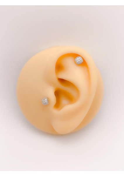 Cerrahi Çelik Piercing Zirkon Taşlı Baget Kıkırdak Helix Tragus Piercing (1ADET)