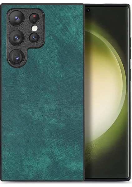 Samsung Galaxy S22 Ultra 5g Darbeye Dayanıklı Ince Retro Deri Telefon Arka Kapak (Yurt Dışından)