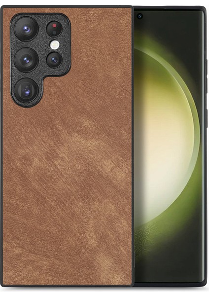 Samsung Galaxy S22 Ultra 5g Darbeye Dayanıklı Ince Retro Deri Telefon Arka Kapak (Yurt Dışından)