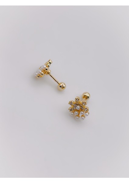 Cerrahi Çelik Piercing İncili Çiçek Figürlü Kıkırdak Helix Tragus Piercing (1 Adet)