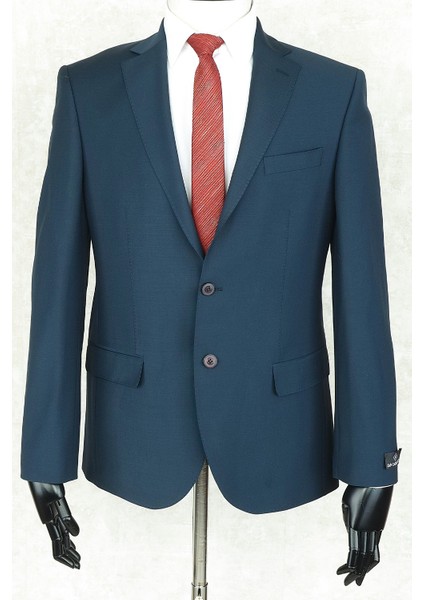 Yünlü Erkek Slimfit Mono Yaka Yeşil Drop 6 Tek Ceket