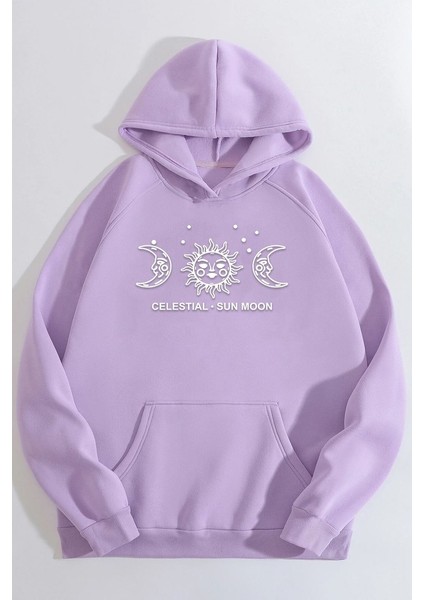 Only Trendwear Unisex Celestial Sun Moon Baskılı Sweatshirt