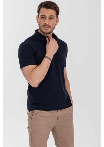 Lacivert Polo Yaka Regular Fit T-Shirt fiyatları