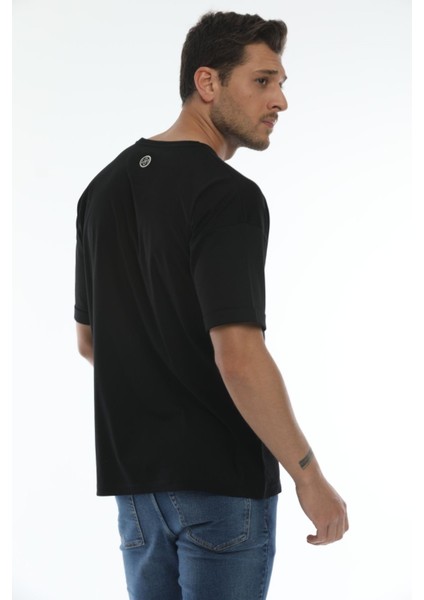 Yuvarlak Yaka Siyah Oversıze Organik Pamuk T-Shirt indirimleri