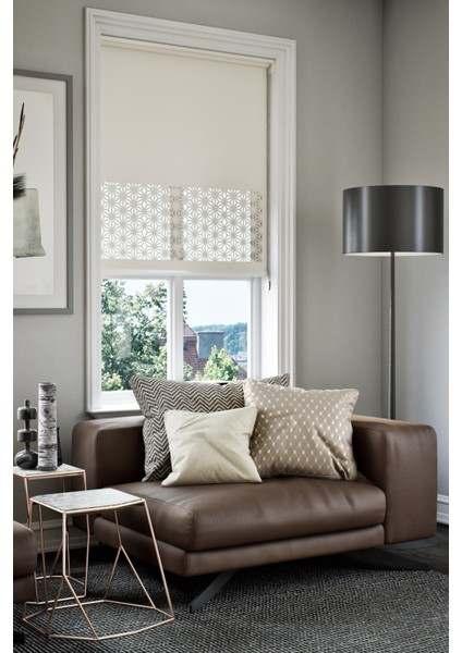 Lazer Kesim Mat Stor Perde, Lazer Kesimli Klasik Serisi, C-181001 Beyaz Renk