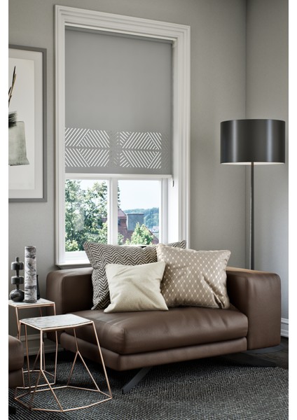 Lazer Kesim Mat Stor Perde, Lazer Kesimli Klasik Serisi, C-2005 Gri Renk