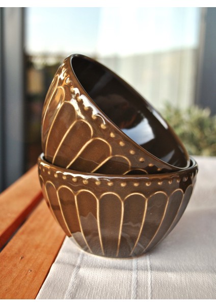 6 Adet Çorba Kasesi Takımı - Çerezlik Seti - Sunum Kase Yuvarlak Stoneware 11 cm