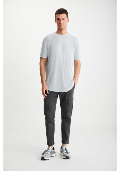 Oscar Erkek %100 Organik Pamuklu Comfort Fit Uzun Dökümlü Kumaş Açık Gri T-shirt fiyatları