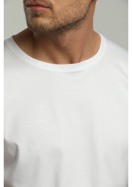 Yuvarlak Yaka Beyaz Relax Organik Pamuk T-Shirt indirimleri