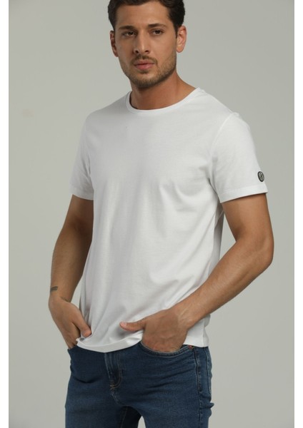 Yuvarlak Yaka Beyaz Regular Fit Organik Pamuk T-Shirt