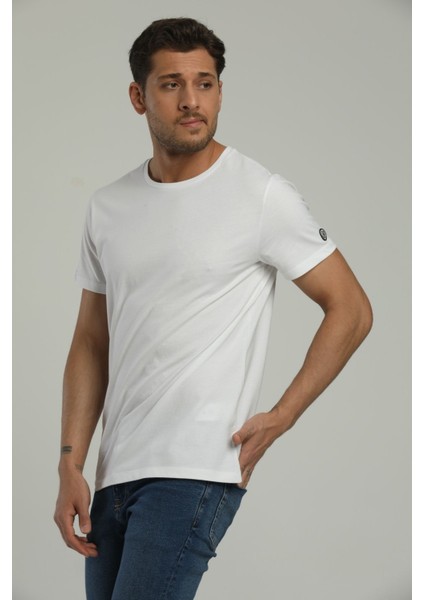Yuvarlak Yaka Beyaz Regular Fit Organik Pamuk T-Shirt fırsatları