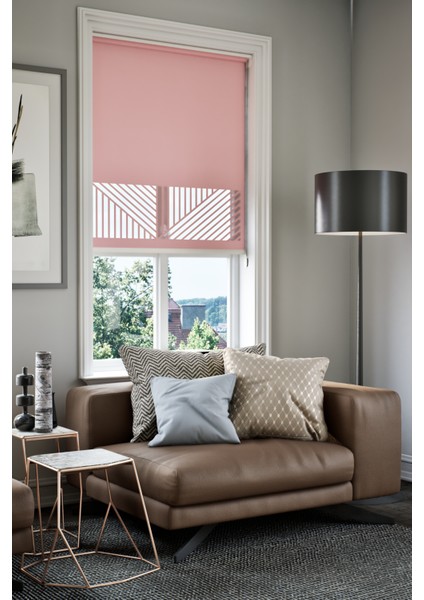 Lazer Kesim Mat Stor Perde, Lazer Kesimli Klasik Serisi, C-151006 Gül Kurusu Renk