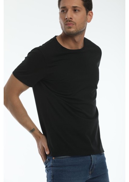 Yuvarlak Yaka Siyah Regular Fit Organik Pamuk T-Shirt