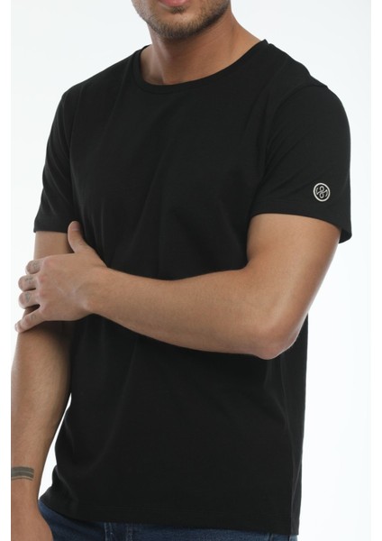 Yuvarlak Yaka Siyah Regular Fit Organik Pamuk T-Shirt modelleri