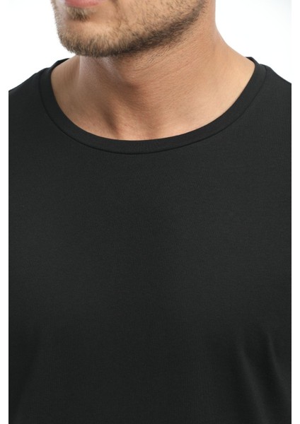 Yuvarlak Yaka Siyah Regular Fit Organik Pamuk T-Shirt fırsatları