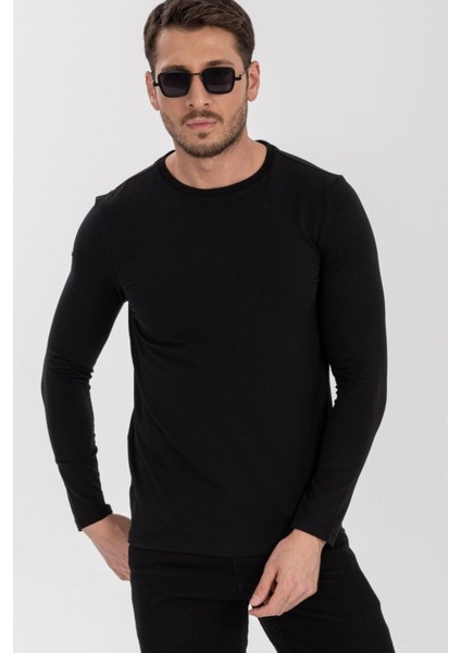 Slong Yuvarlak Yaka Uzun Kollu Slim Fit Basıc