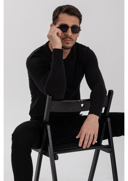 Slong Yuvarlak Yaka Uzun Kollu Slim Fit Basıc