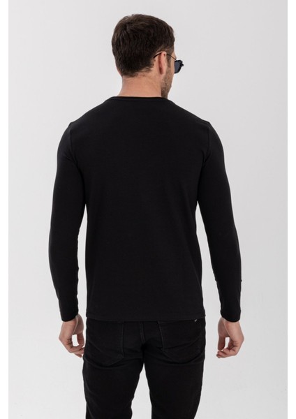 Slong Yuvarlak Yaka Uzun Kollu Slim Fit Basıc